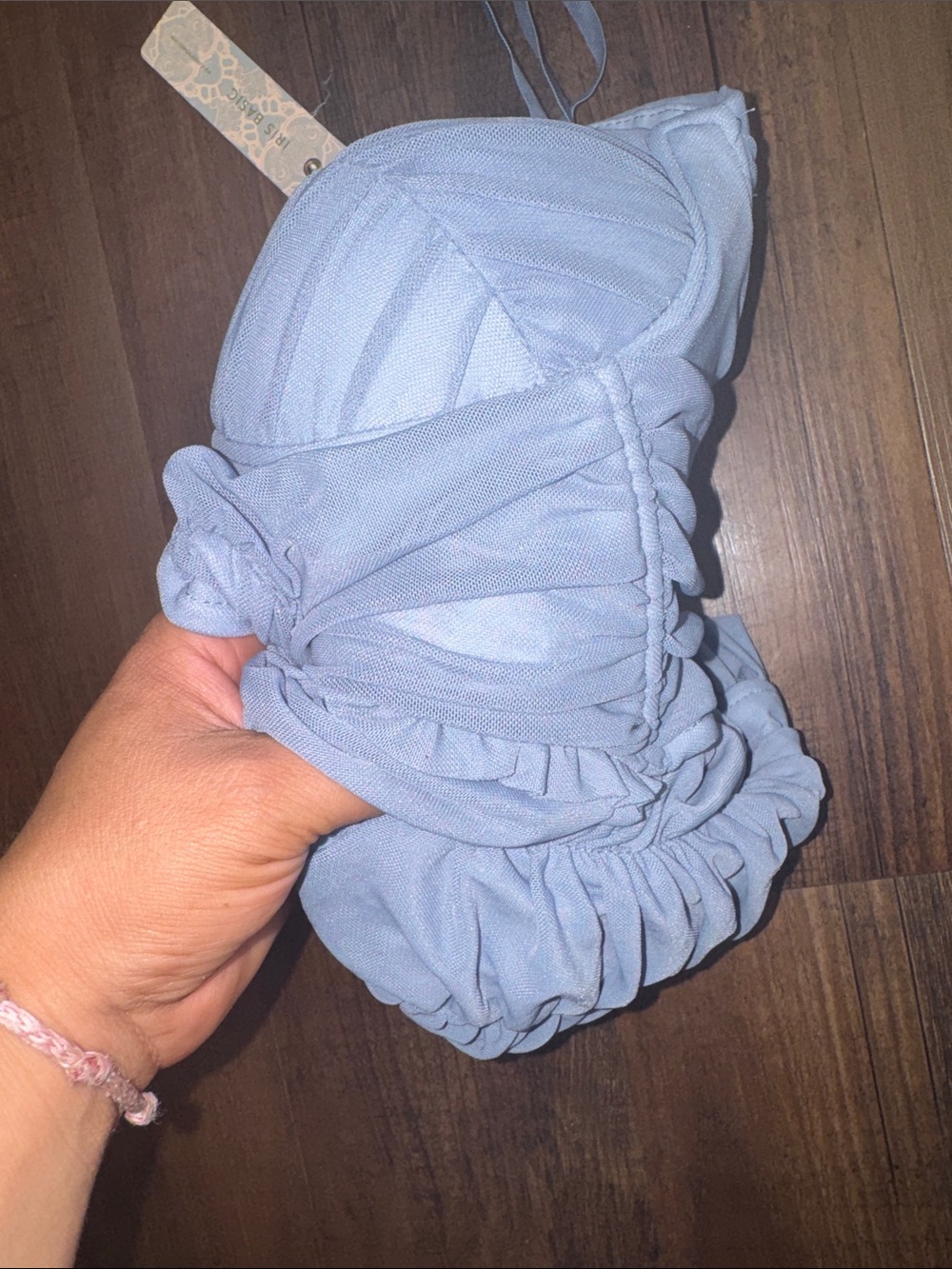 Iris Basic Light Blue Ruched Ruffle Two-Piece Skirt Set - Picture 11 of 11